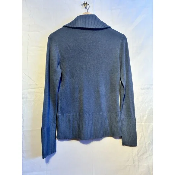 Mossimo Supply Co Blue Zip Up Sweater Jacket Womens Medium Ribbed Knit - Picture 2 of 10